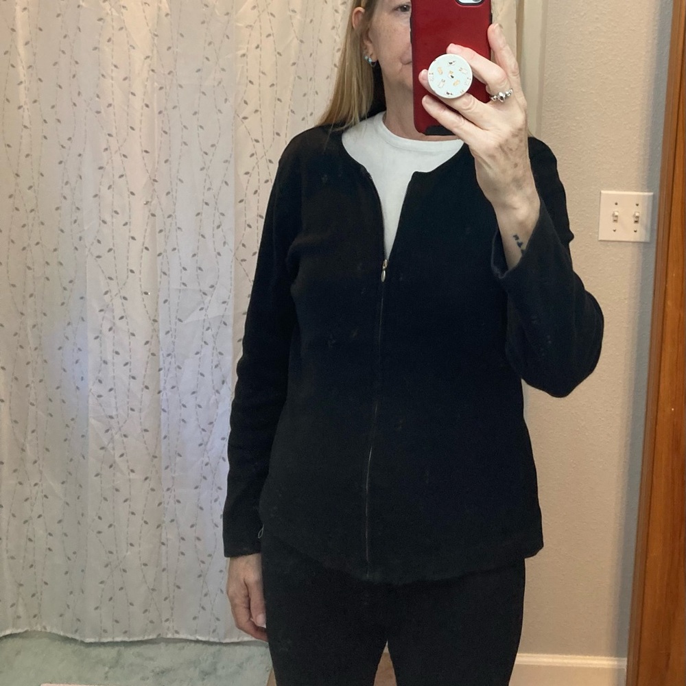 Charter Club Women’s Black zip cardigan sweater size L